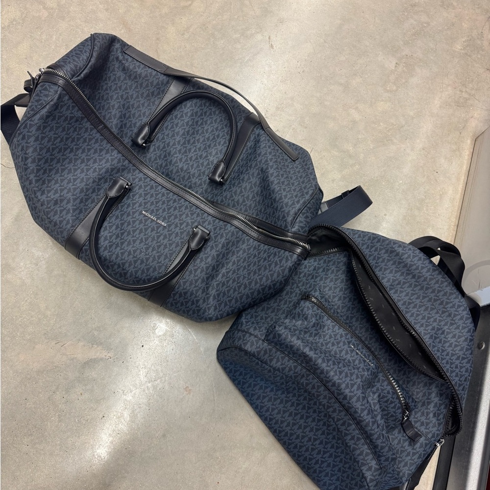 Michael Kors Dark Blue Duffel Bag with matching Backpack